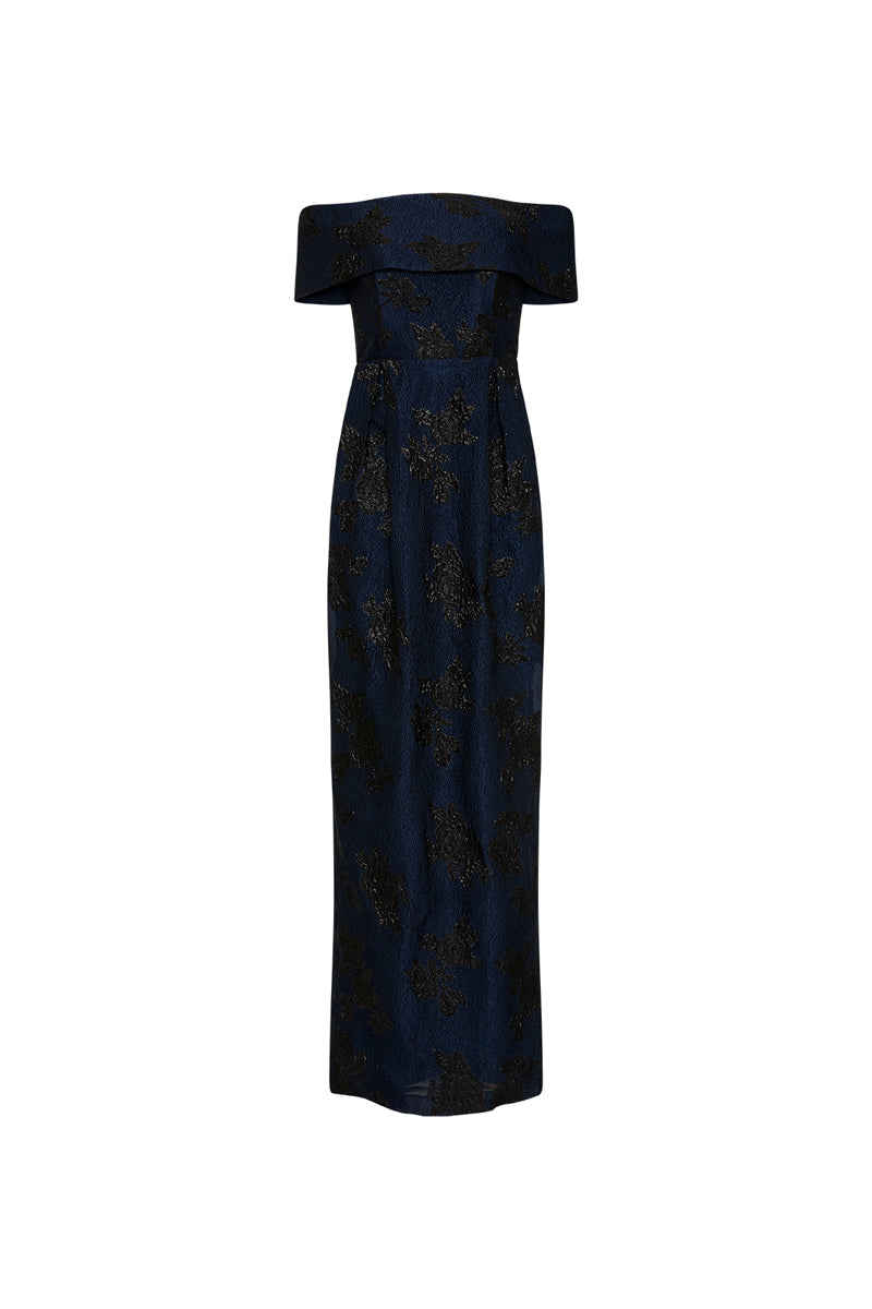 rebecca vallance off the shoulder dress REBECCA VALLANCE Lumiere Off-Shoulder Rhinestone Midi Dress