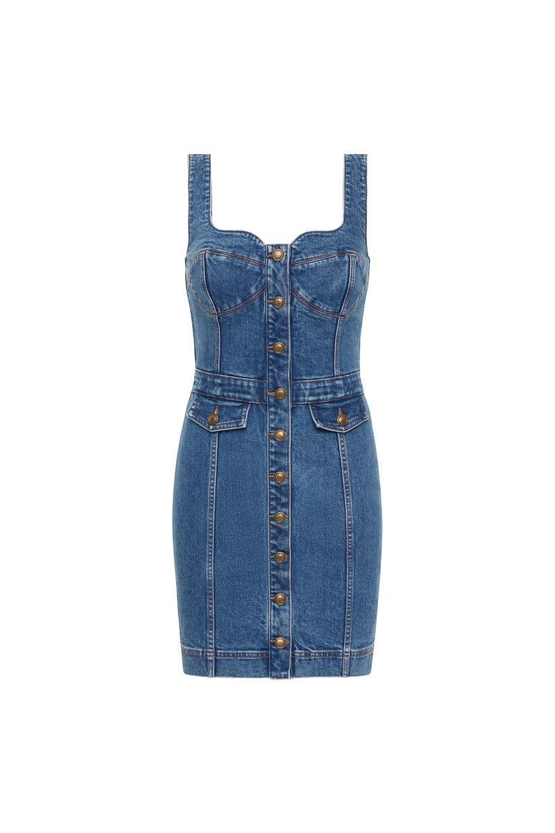 Aviator Mini Dress Blue Denim Rebecca Vallance Aviator Mini Dress Blue Denim Rebecca Vallance