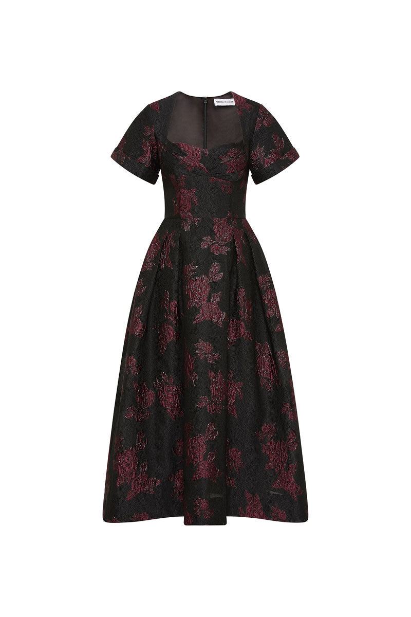 florentina open back cocktail midi dress Clothing : Midi Dresses: 'Florentina' Merlot Draped Midi Dress