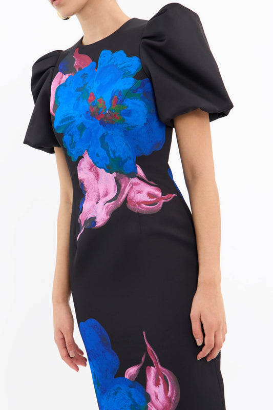 Acid Bloom Midi Dress