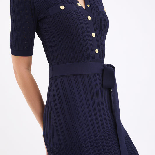 Alice Knit Midi Dress Navy