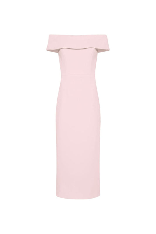 Amore Off Shoulder Midi Dress Pink