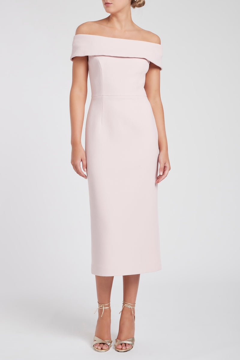 Rebecca Vallance - Amore Off Shoulder Midi Dress Pink - Size 12 Rebecca Vallance - Amore Off Shoulder Midi Dress Pink - Size 12