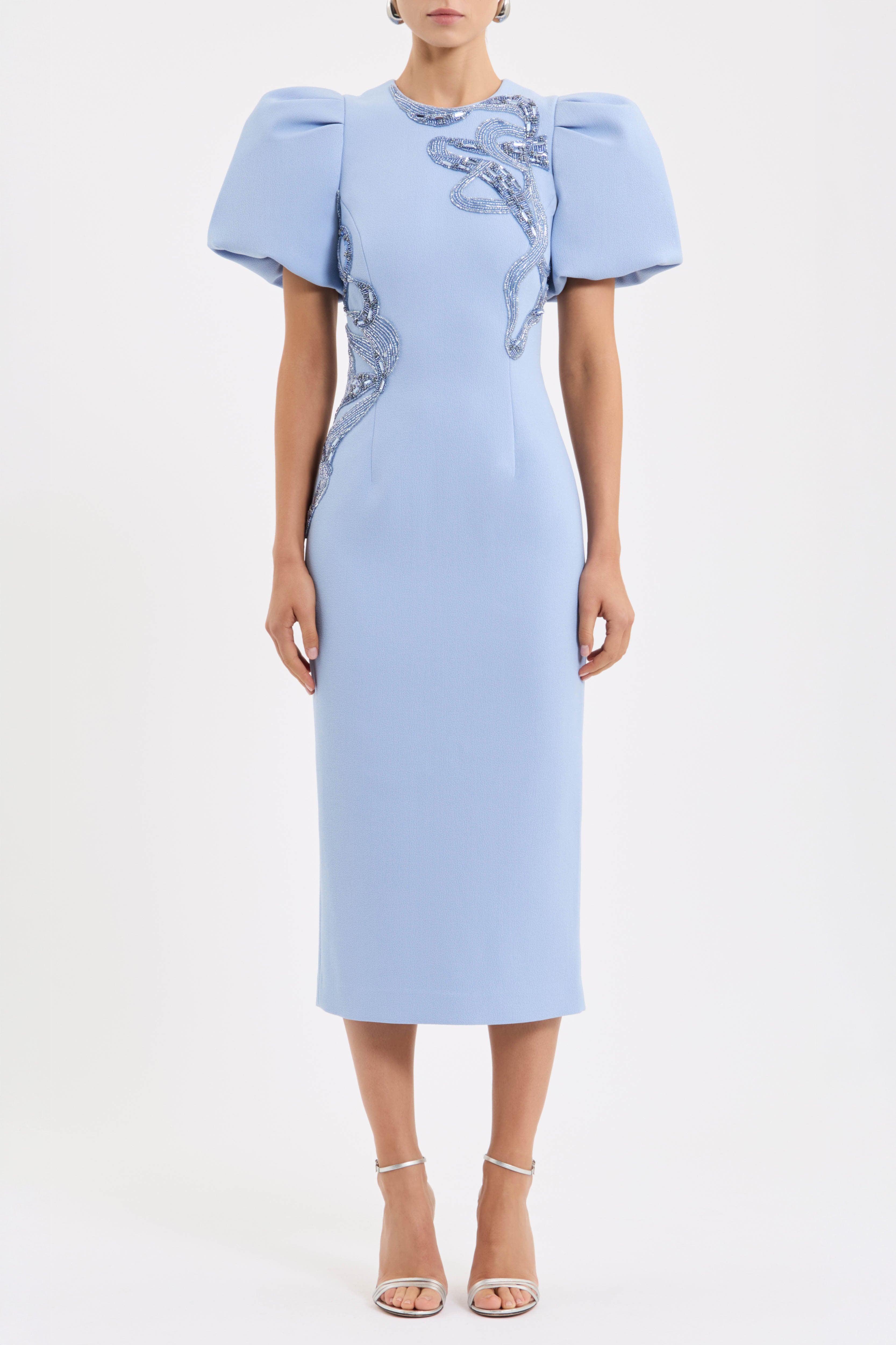 Aylin Puff Sleeve Midi Dress – Rebecca Vallance