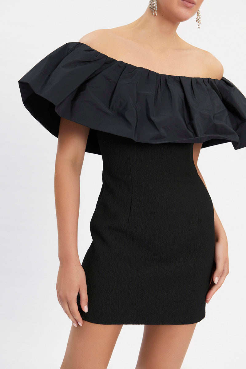 Cecily Off Shoulder Mini Dress Black