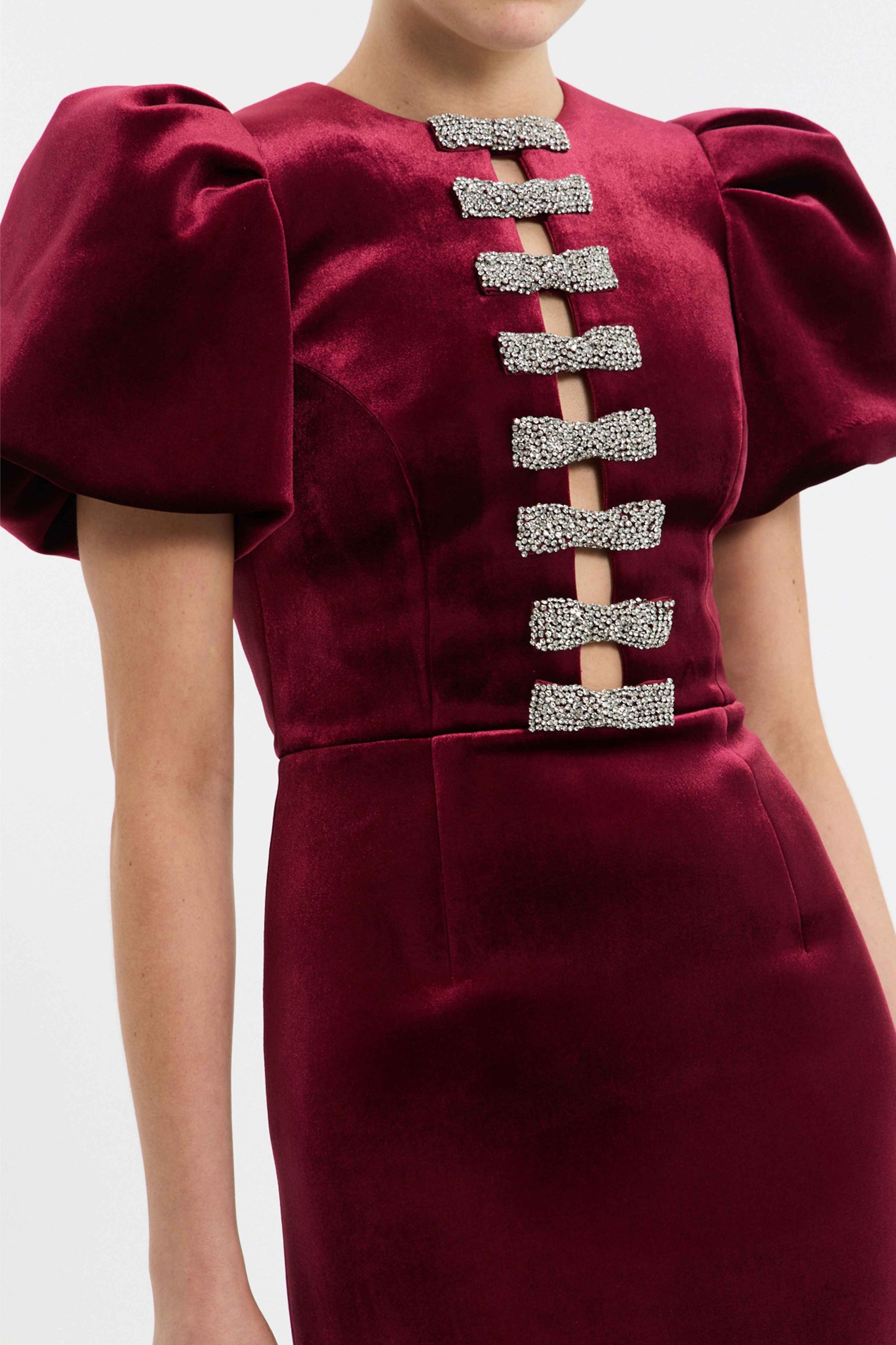 Edwiena Puff Sleeve Bow Midi Dress Rebecca Vallance Edwiena Puff Sleeve Bow Midi Dress Rebecca Vallance