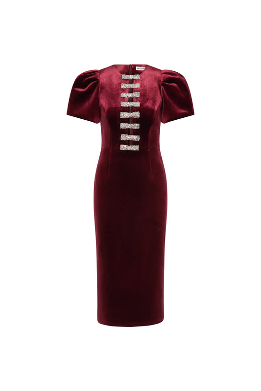 EDWIENA+PUFF+SLEEVE+BOW+MID-+2503-1386+WINE-25588-Rebecca+Vallance-0015_1