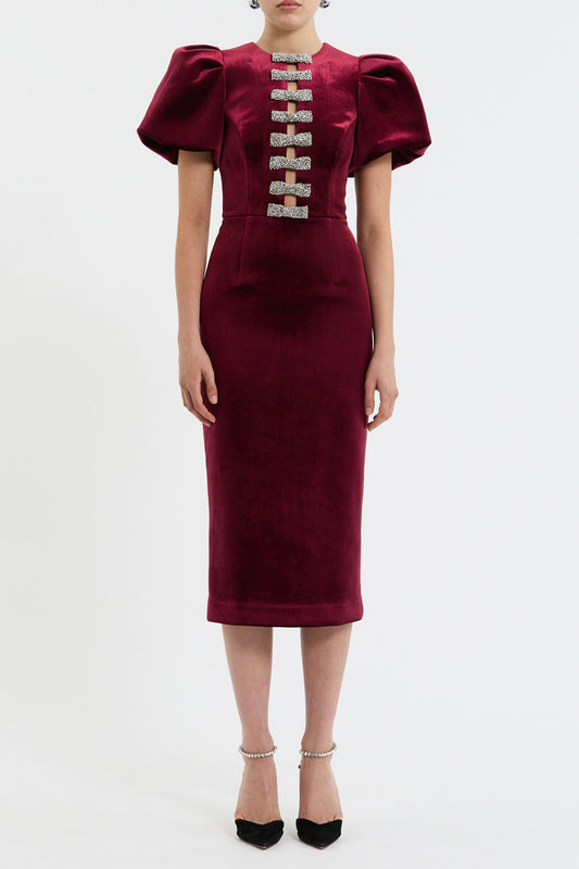 EDWIENA+PUFF+SLEEVE+BOW+MIDI_2503-1386_WINE_FRONT_1