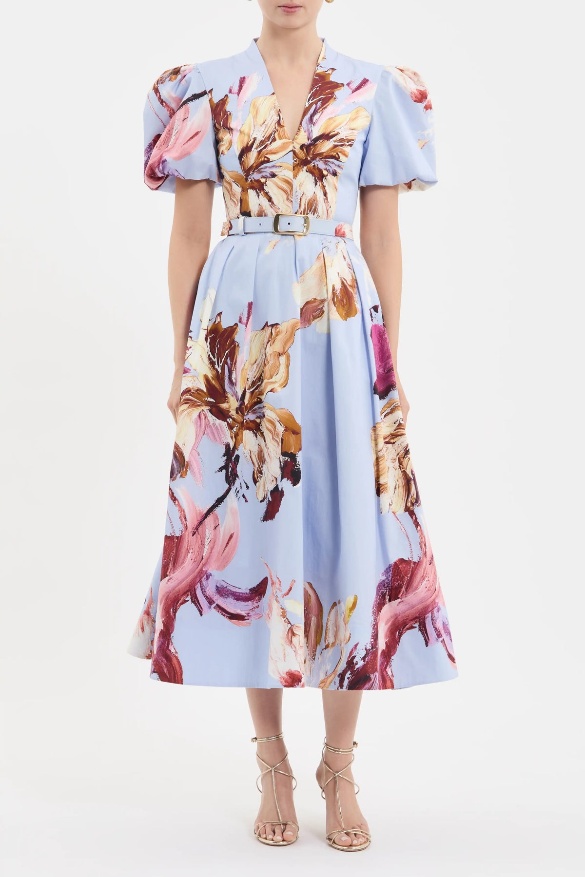 Fleur De Lis Short Sleeve Midi Dress