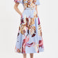 Fleur De Lis Short Sleeve Midi Dress