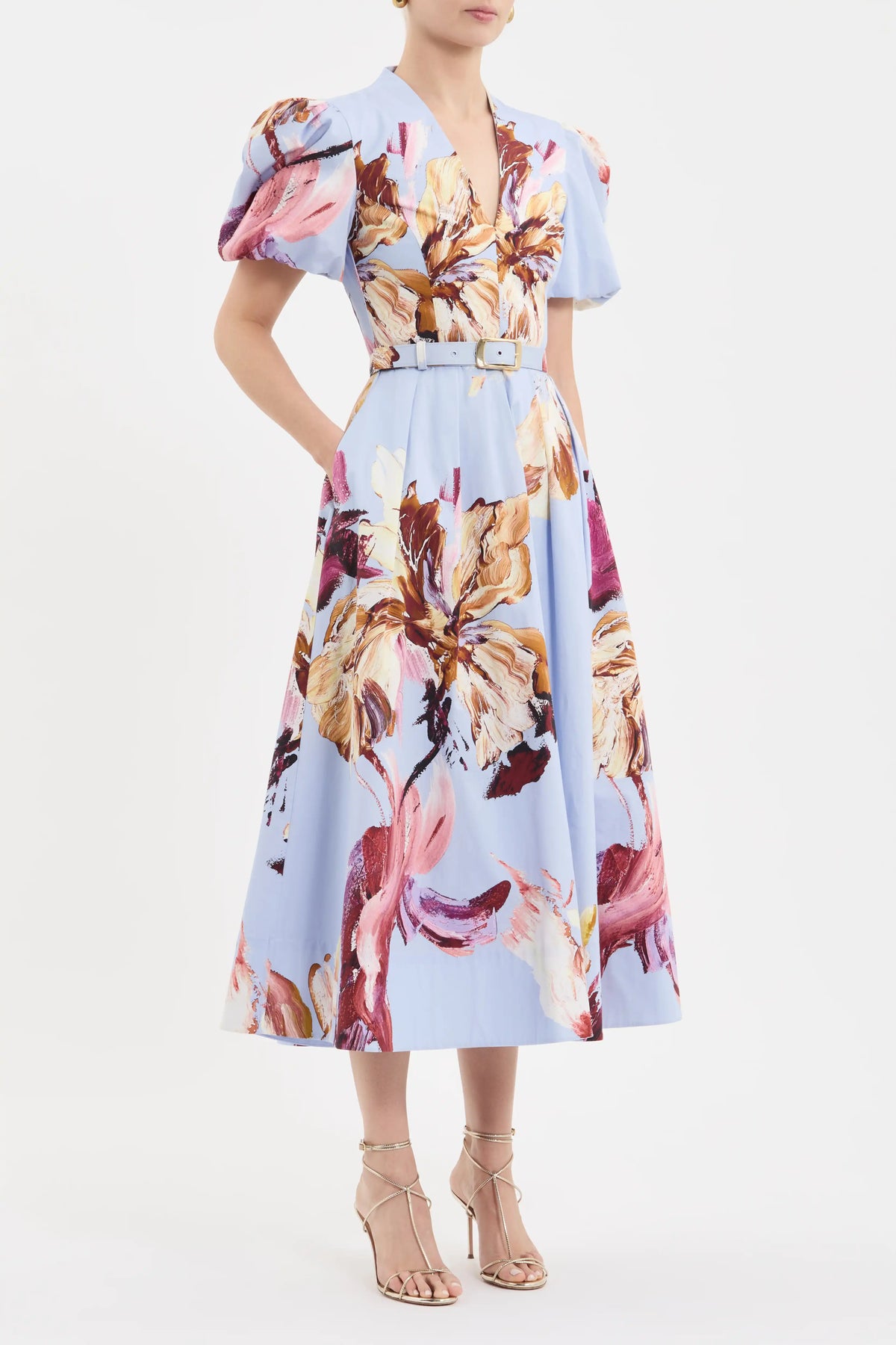 Fleur De Lis Short Sleeve Midi Dress