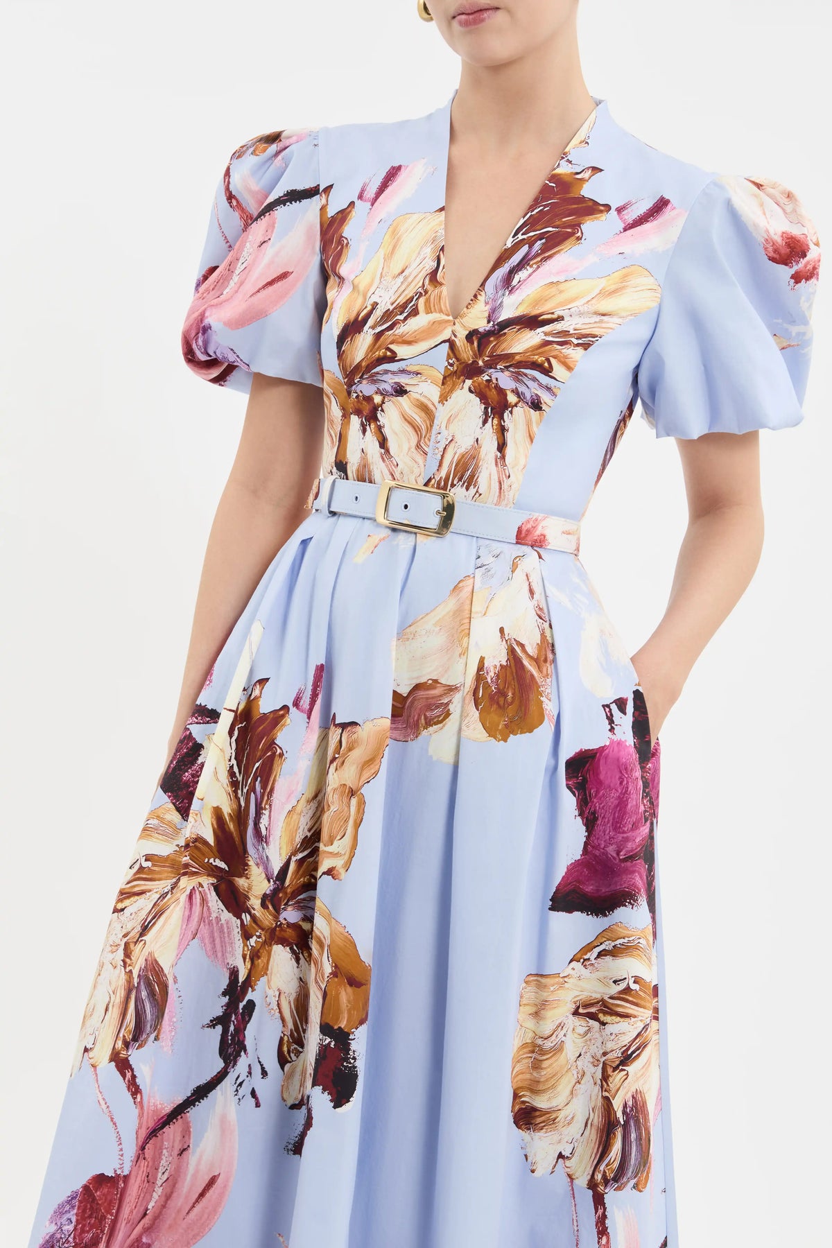 Fleur De Lis Short Sleeve Midi Dress