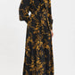 Gilded Floral Long Sleeve Maxi Dress