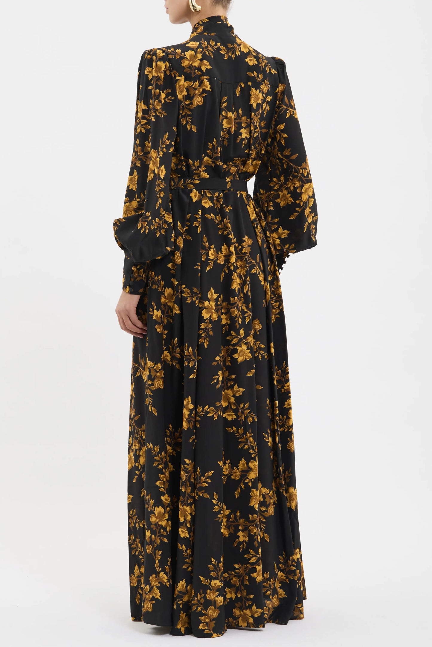 Gilded Floral Long Sleeve Maxi Dress