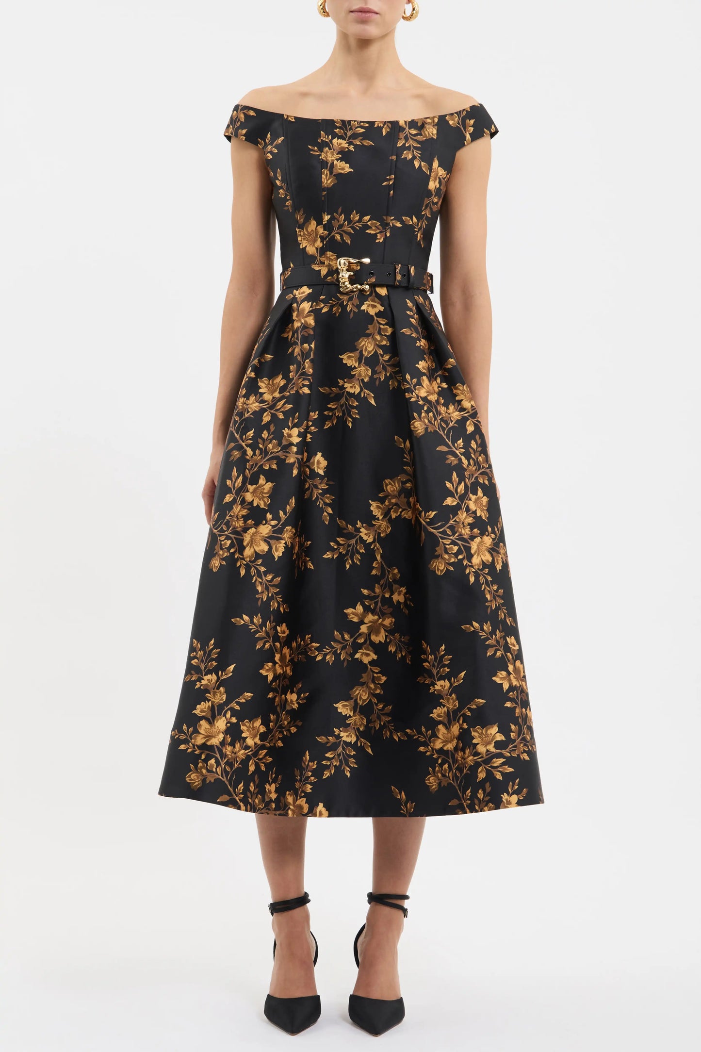 Gilded Floral Midi Dress