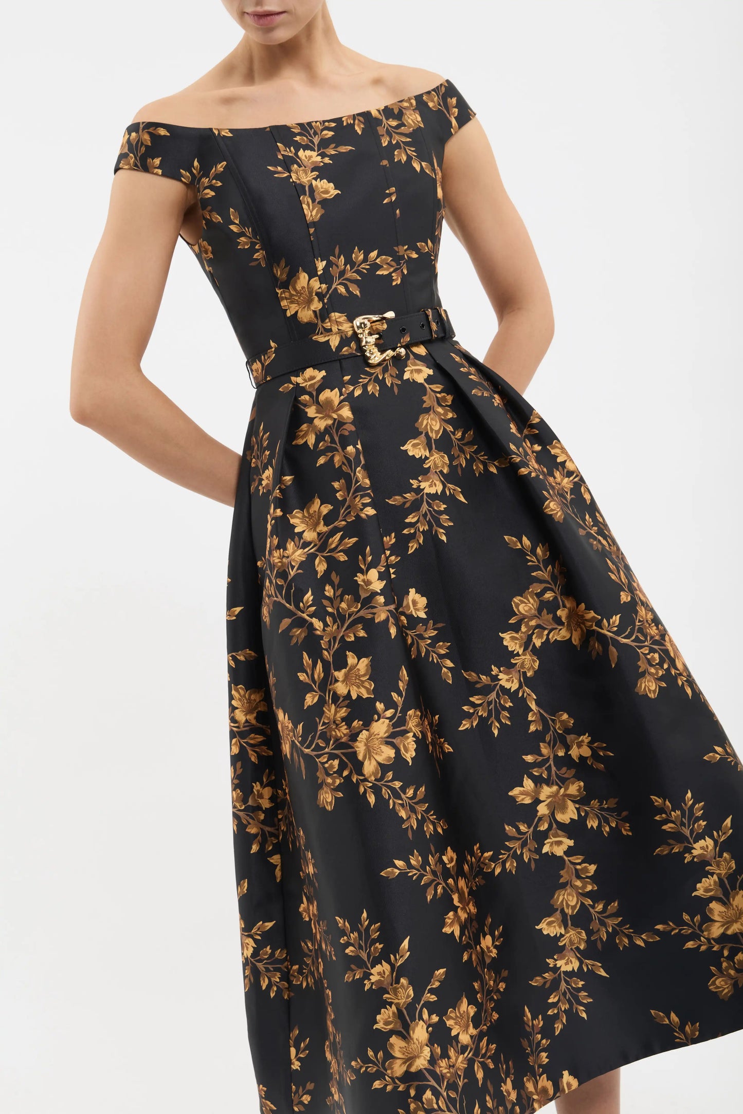 Gilded Floral Midi Dress