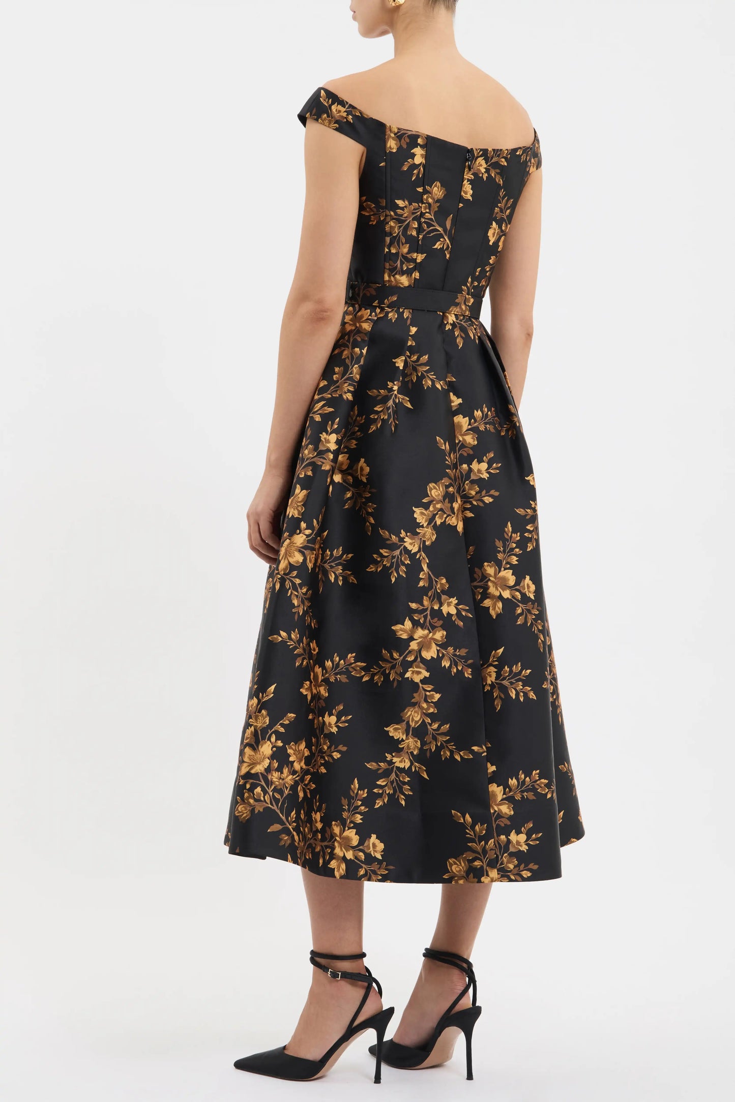 Gilded Floral Midi Dress