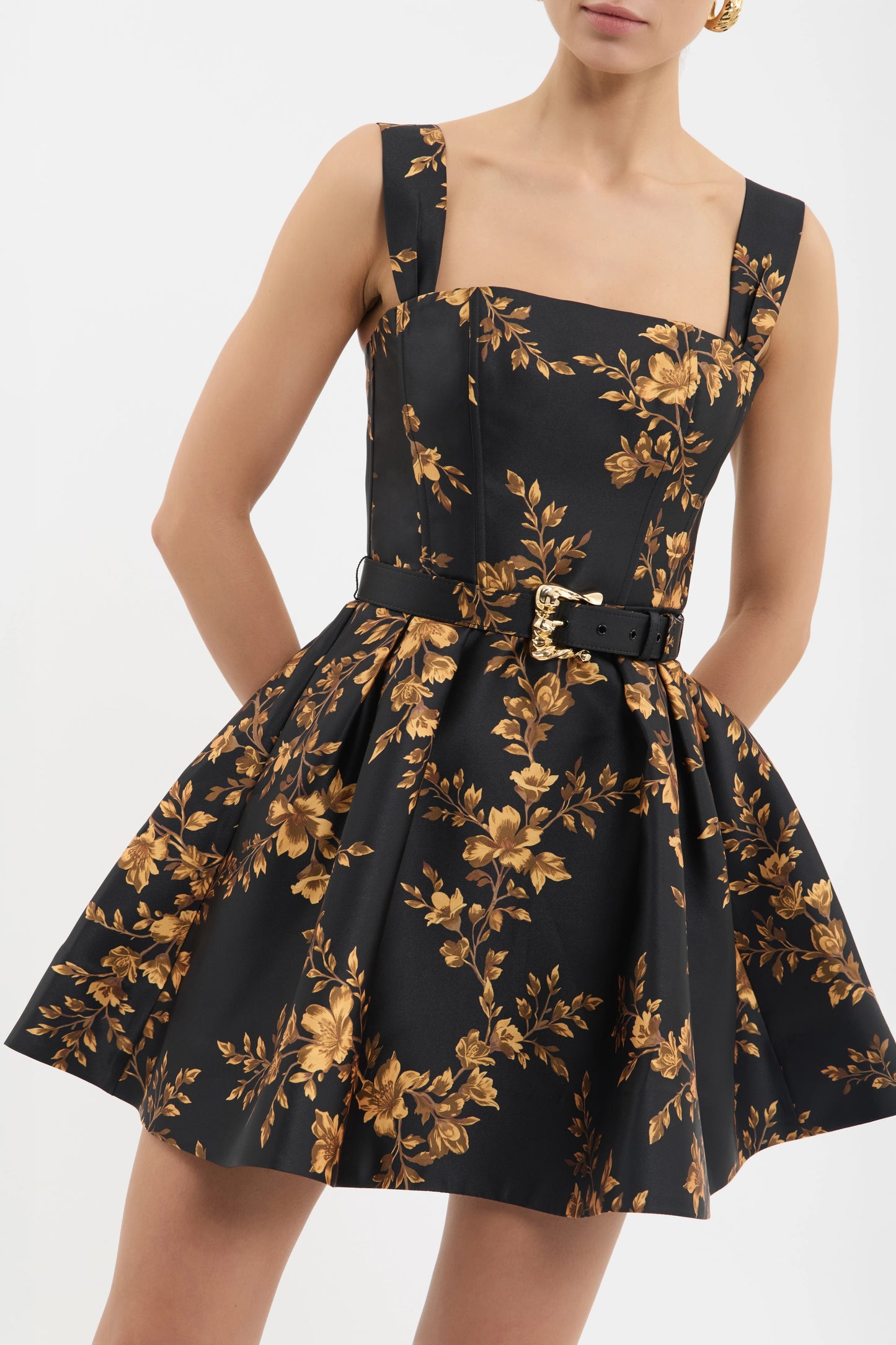 Gilded Floral Mini Dress