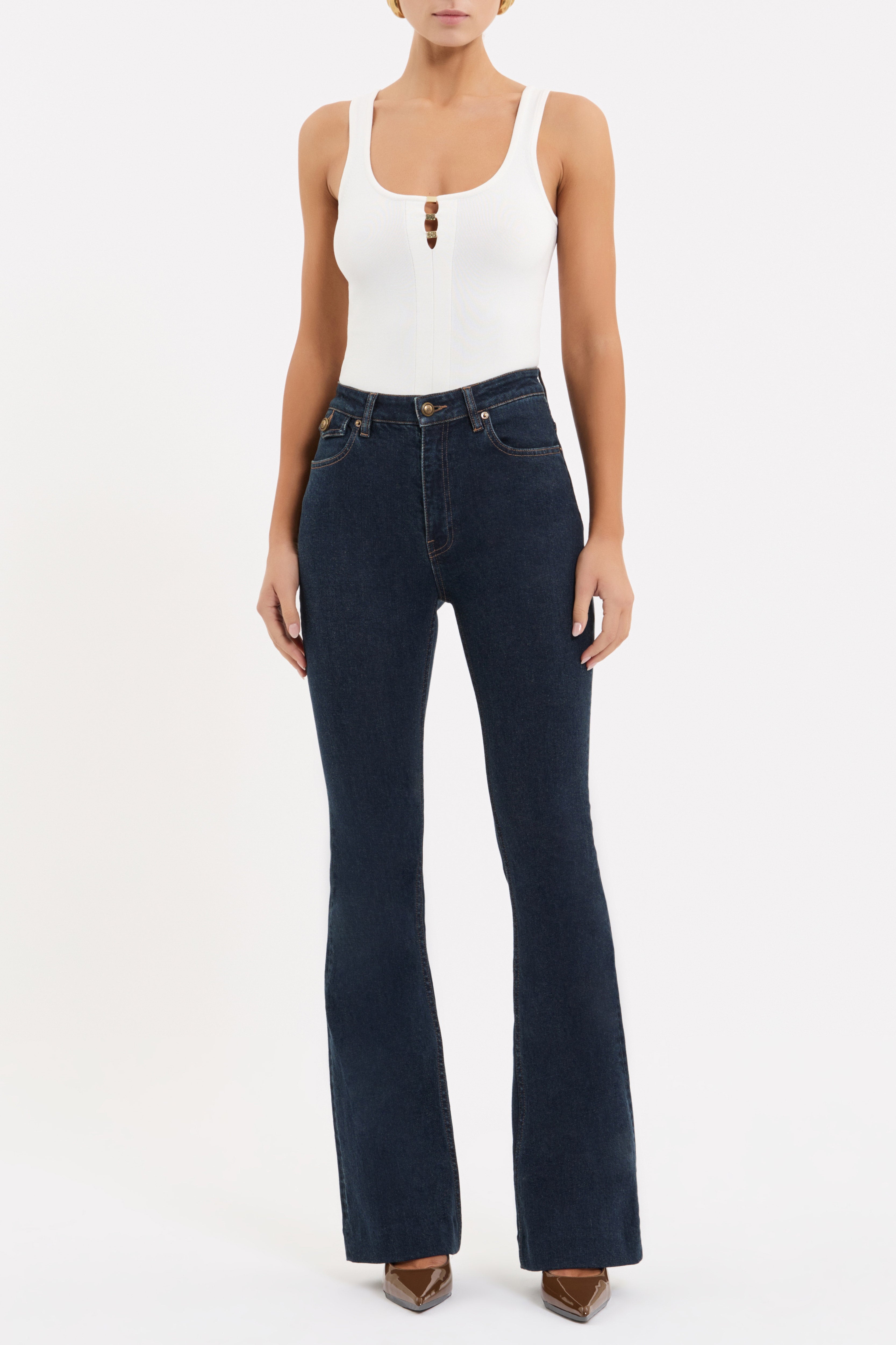 Gisele Flare Jean Indigo Denim – Rebecca Vallance