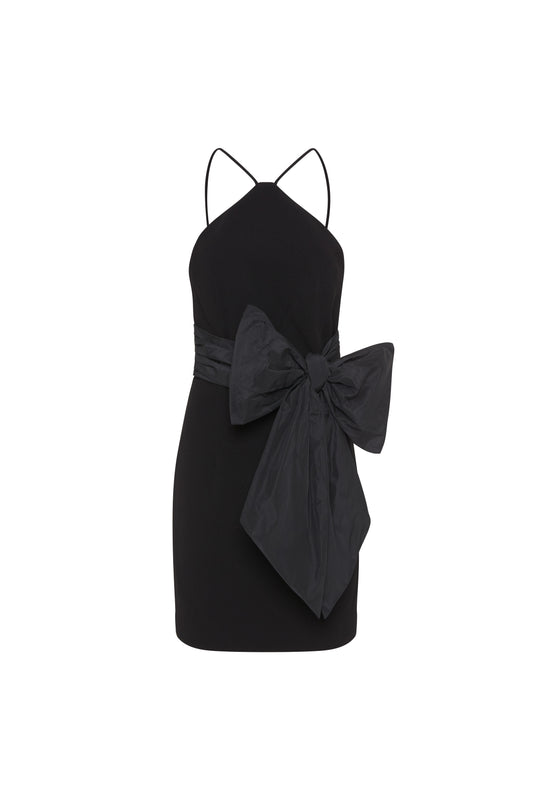 Grace Bow Mini Dress Black