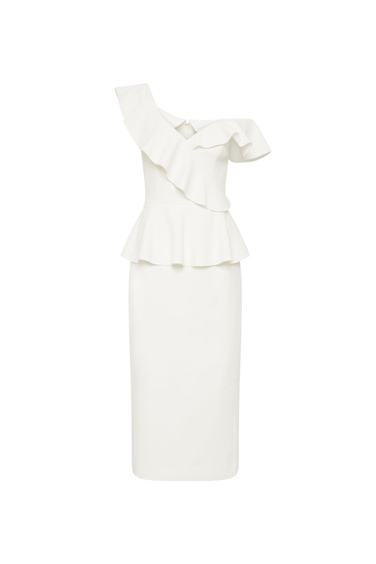 Grace Frill Midi Dress Ivory