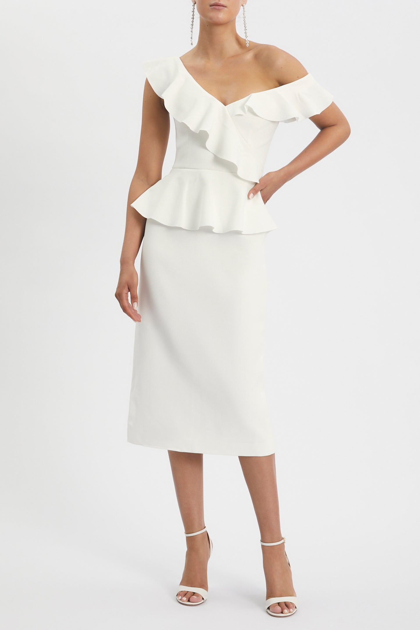 Grace Frill Midi Dress Ivory