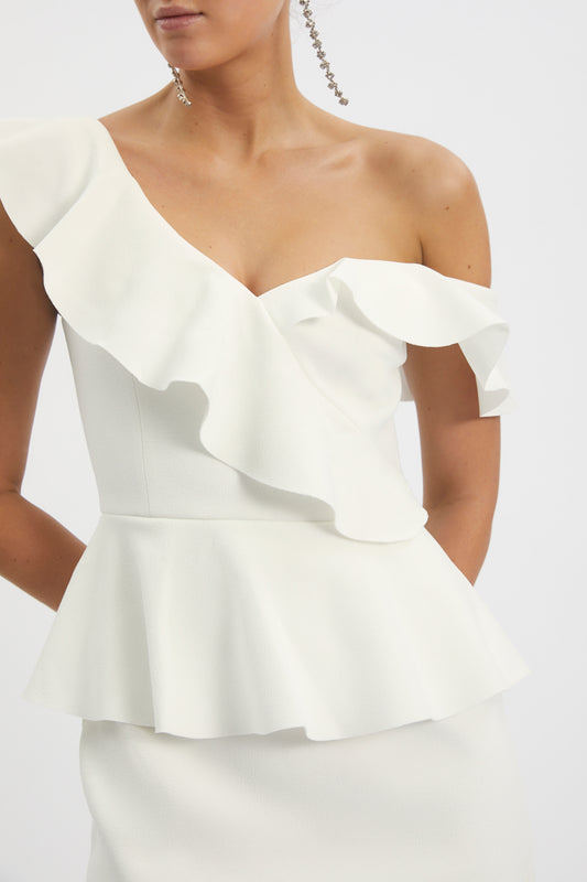 Grace Frill Midi Dress Ivory