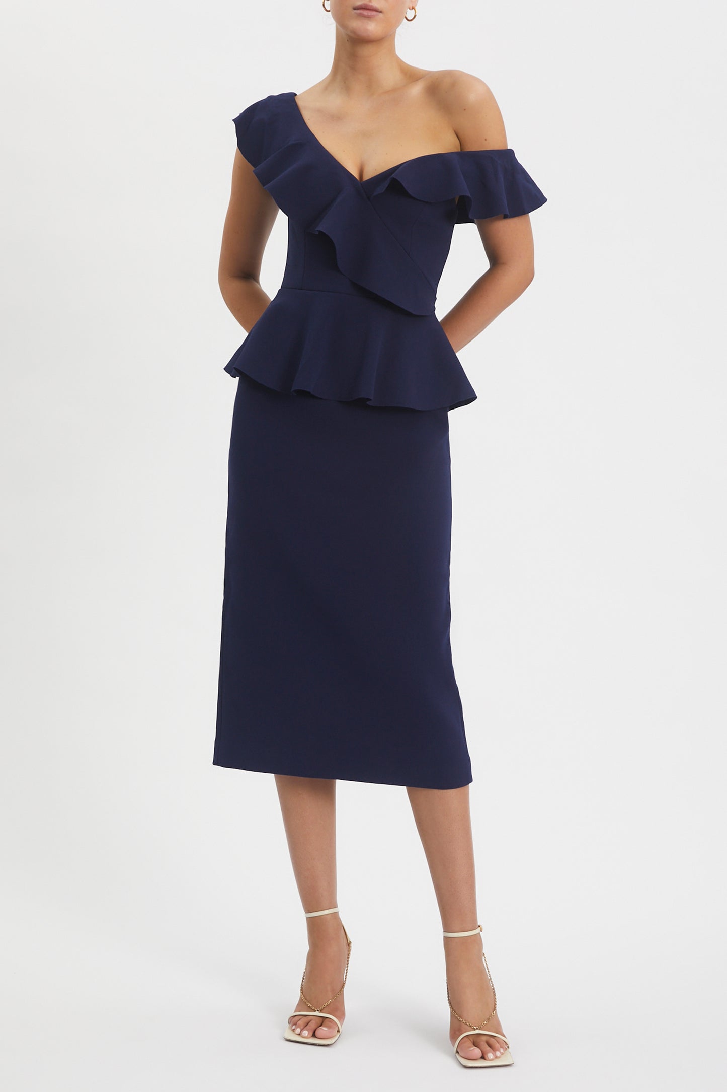 Grace Frill Midi Dress Navy