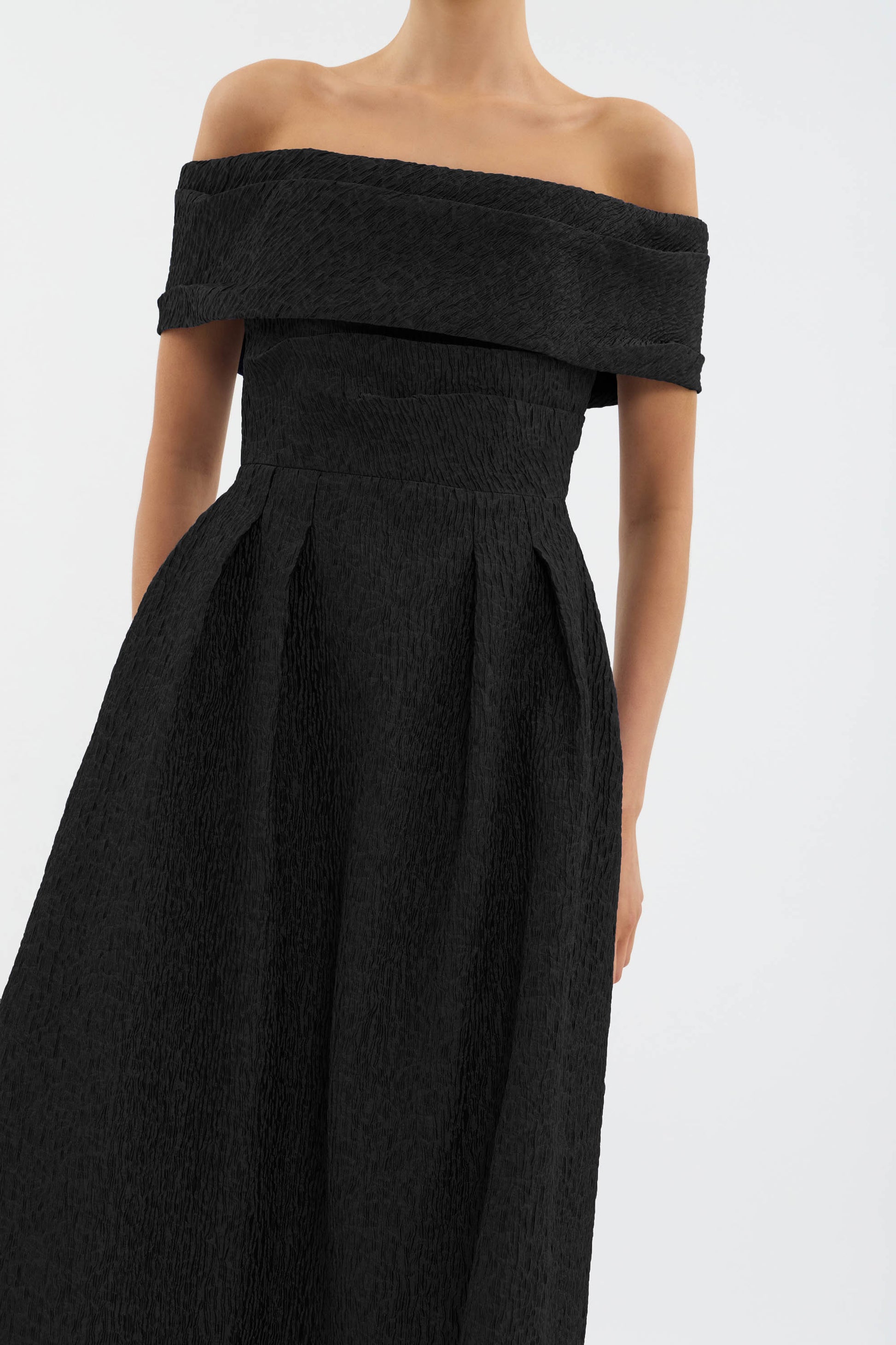 Helene Off Shoulder Midi Dress Black – Rebecca Vallance Helene Off Shoulder Midi Dress Black – Rebecca Vallance