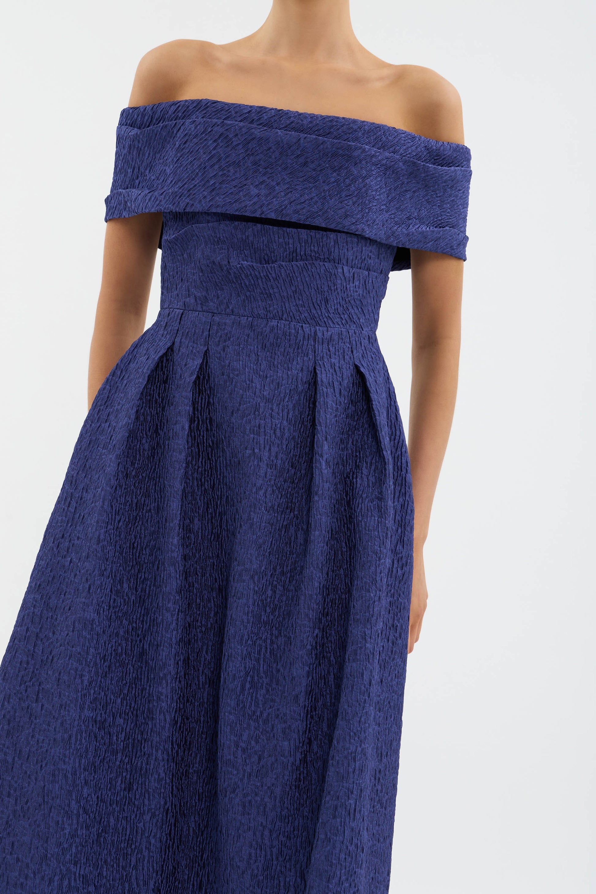 Helene Off Shoulder Midi Dress Blue Rebecca Vallance Helene Off Shoulder Midi Dress Blue Rebecca Vallance