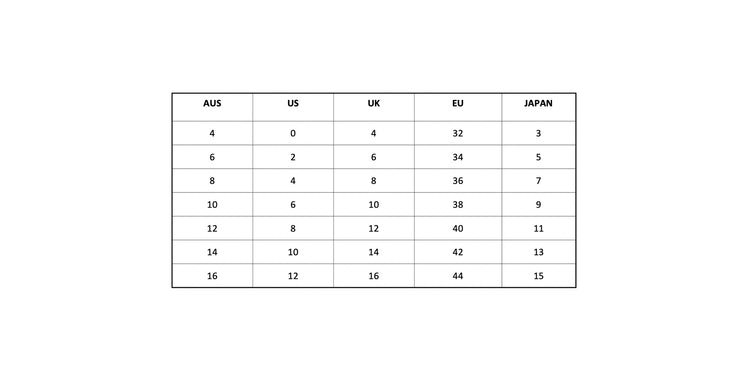 Vallance Size Chart