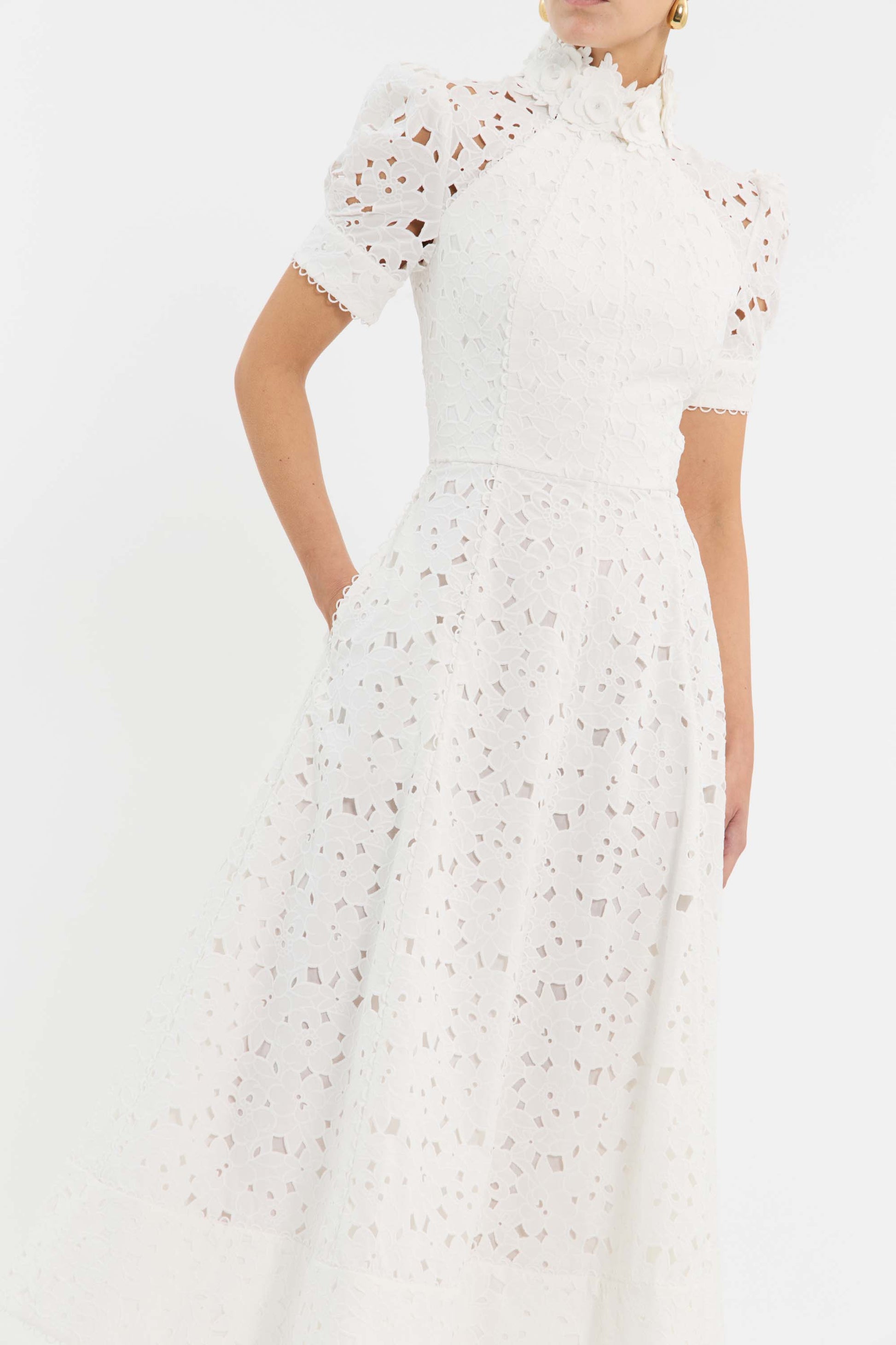 Kitsu Short Sleeve Midi Dress Ivory Rebecca Vallance Kitsu Short Sleeve Midi Dress Ivory Rebecca Vallance