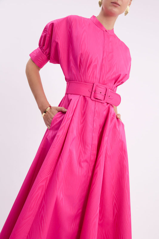 Lyla Button Gown Hot Pink