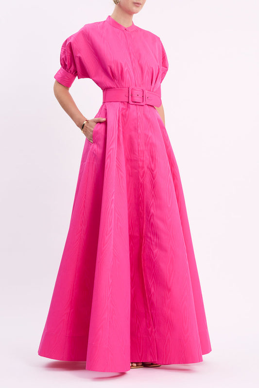 Lyla Button Gown Hot Pink