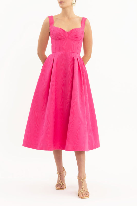 Lyla Midi Dress Hot Pink