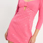 Marie Long Sleeve Mini Dress Pink