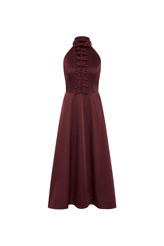 Merlot Halter Midi Dress
