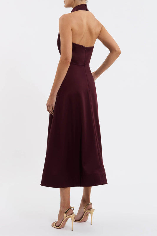 Merlot Halter Midi Dress
