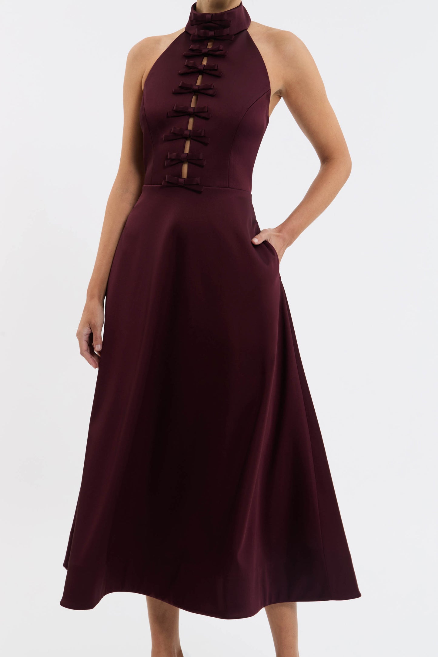 Merlot Halter Midi Dress