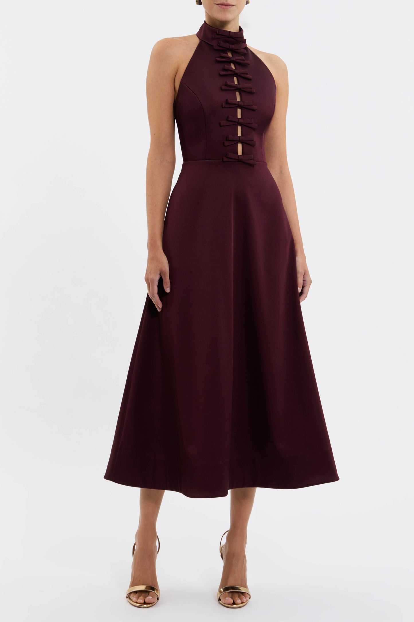 Merlot Halter Midi Dress