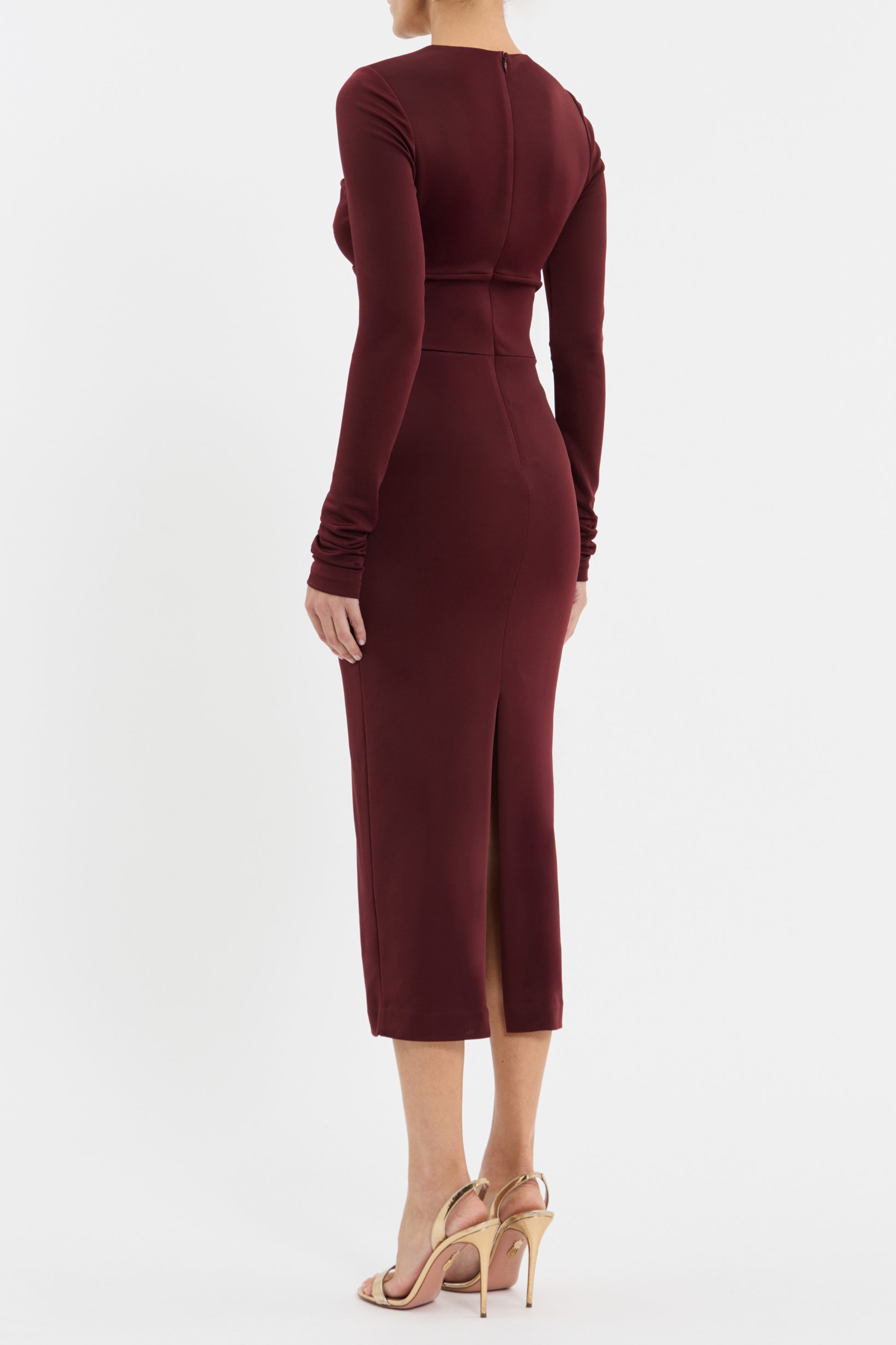 rebecca vallance burgundy dress Rebecca Vallance Mischa Long Sleeve Maxi Dress