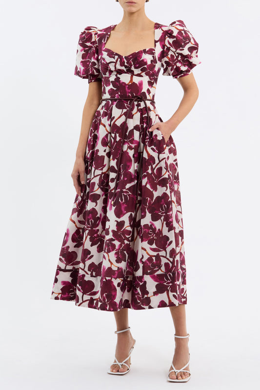 NERISSA+S-S+MIDI+_2501-1929+_RED+ORCHID+VINES+PRINT+_FRONT_1