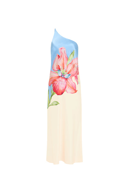 Orchid Oasis One Shoulder Midi Dress