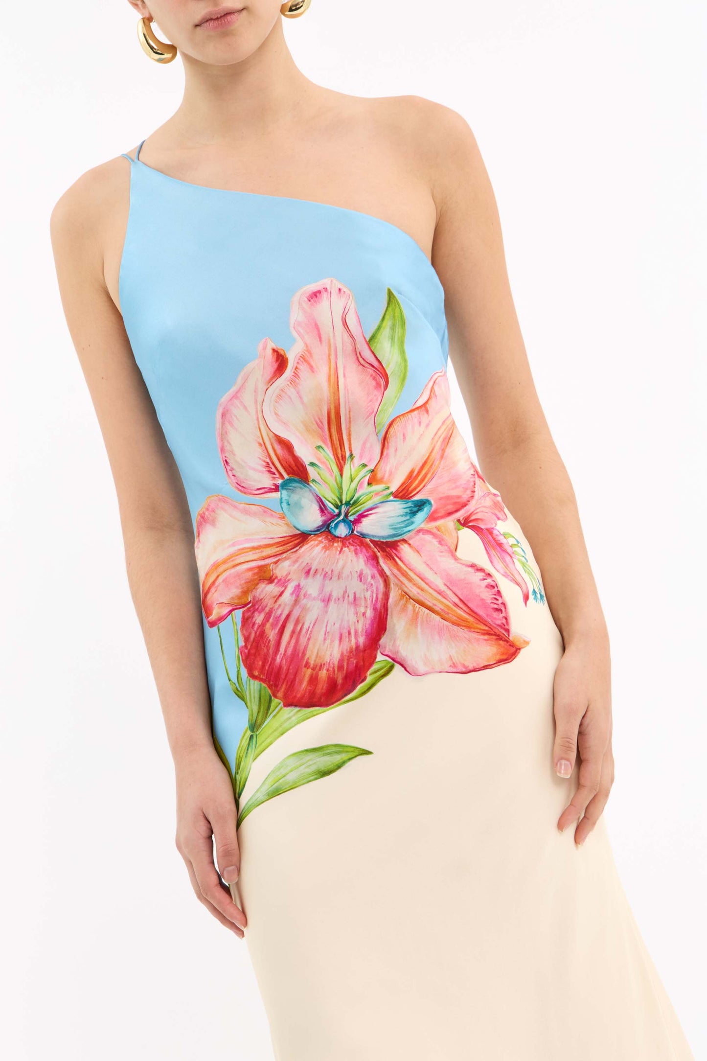 Orchid Oasis One Shoulder Midi Dress