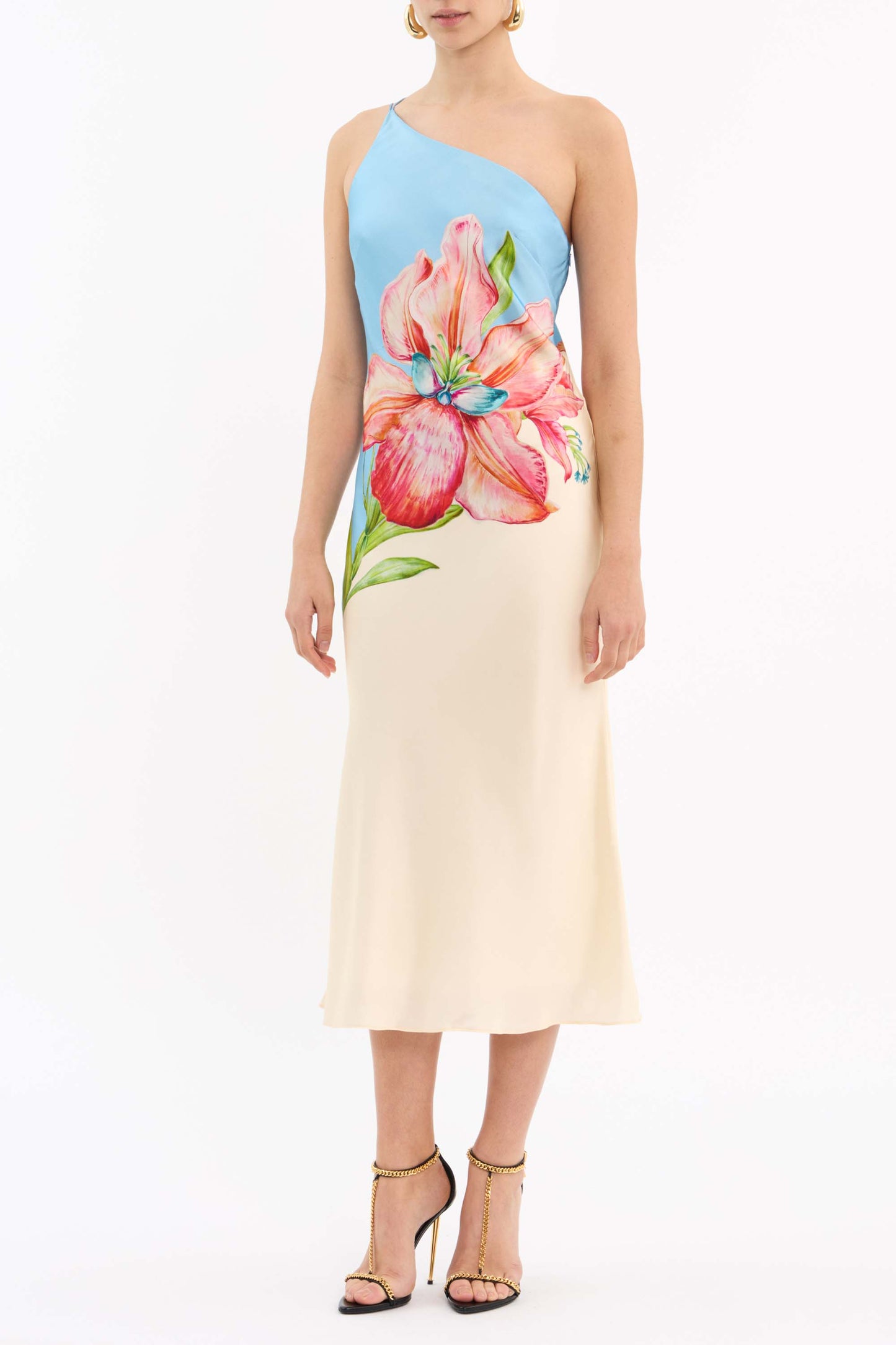 Orchid Oasis One Shoulder Midi Dress