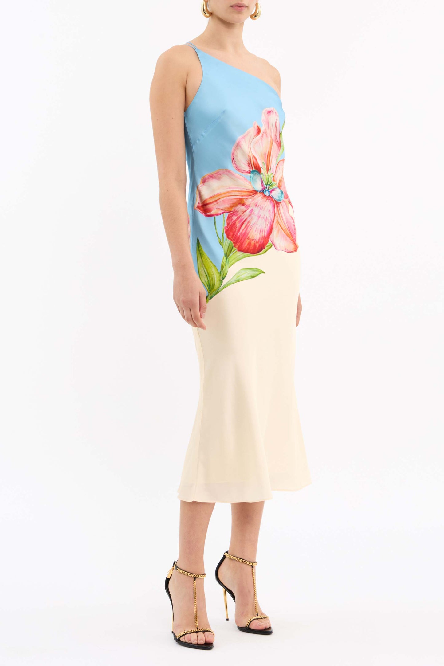 Orchid Oasis One Shoulder Midi Dress