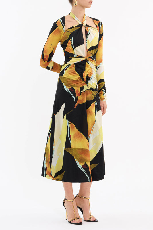 Petals of Paradise Long Sleeve Midi Dress