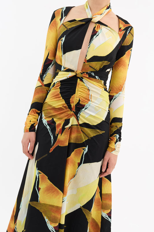 Petals of Paradise Long Sleeve Midi Dress