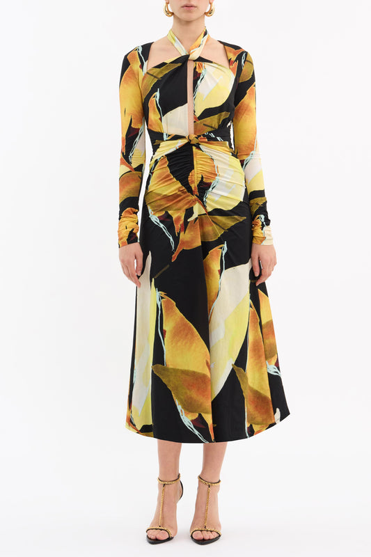 Petals of Paradise Long Sleeve Midi Dress