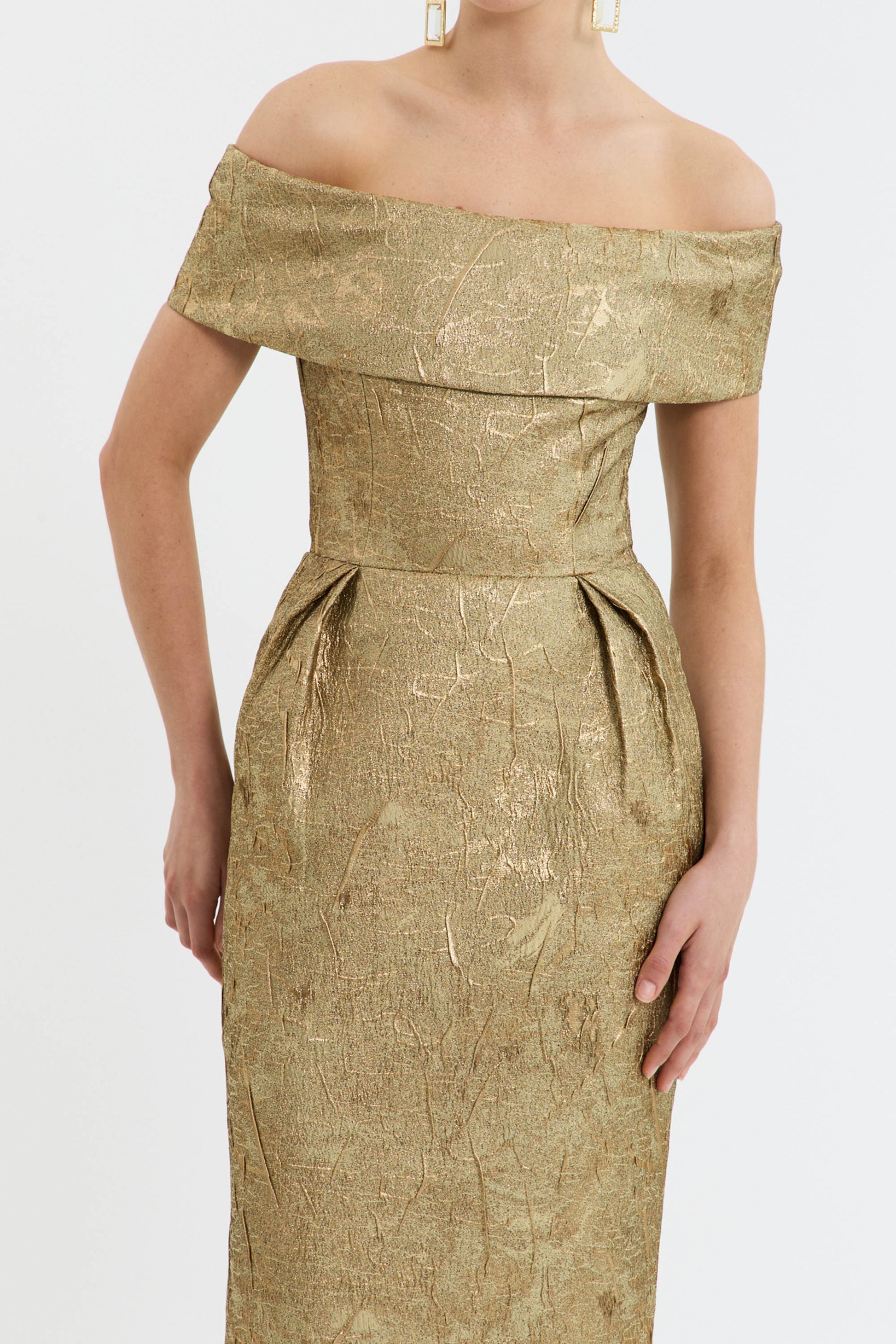 rebecca vallance gold dress REBECCA VALLANCE CARMEL MIDI DRESS - GOLD/BLACK